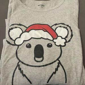 Santa hat Koala on thermal long sleeve